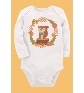 Organik Baskılı Pamuklu Unisex Bebek Body UZUNE168