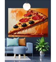 Büyük Boy Pizza Dilimi Dekoratif Kanvas - Mdf Ahşap Tablo