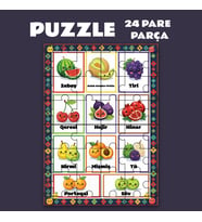 Pazil Bi Kurdî Fêkî Meyve - Kürtçe Puzzle Yapboz (24 Pare/Parça - A5) (Çok Renkli)