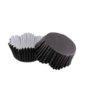 Cupcake Kalıbı Pet Kapsül Dalgalı Kek Kalıbı 65X38 MM (100 Adet)  Siyah