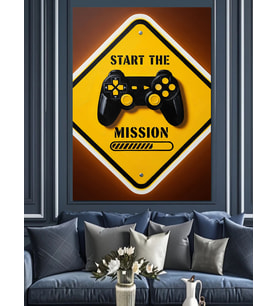 Joystick Oyun Konsolu  Dekoratif Kanvas - Mdf Ahşap Tablo