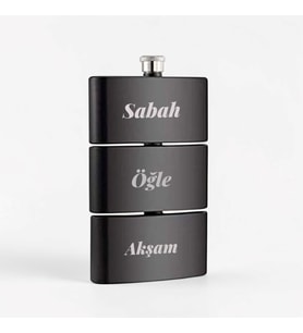 Kişiye Özel 3 Katlı Premium Çelik Matara 15x10 Cm – Lazer Kazımalı Özel Tasarım (Siyah)