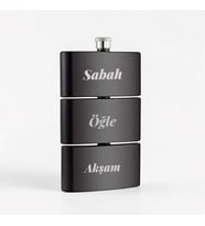 Kişiye Özel 3 Katlı Premium Çelik Matara 15x10 Cm – Lazer Kazımalı Özel Tasarım (Siyah)