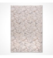 Makine Kaymaz Yıkanabilir Bej Geometrik Triko Salon Halısı Mutfak Halısı Koridor Halısı Yolluk 3114AK