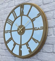Markakanvas Metal  AYNALI Duvar Saati  ( Çap 50 cm -Çap 80 cm ) (Altın)
