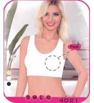 Beyaz Pedli Sporcu Sütyeni Büstiyer – Destekli Rahat Günlük Kadın Bralet S M L XL 4021