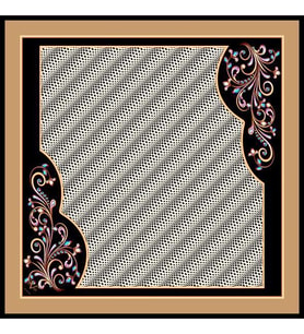 Geometrik Desen Black Seri Twill Eşarp Eşarp Askısı ile Birlikte 90x90 cm Siyah 