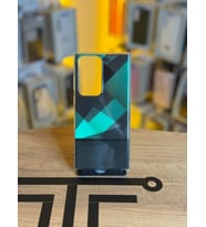 Samsung S23 Ultra Uyumlu Kristal Görünümlü Geometrik Desenli Parlak Kılıf (Koyu Yeşil)