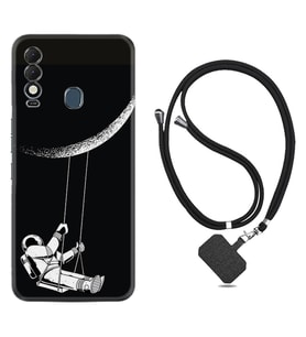 Tecno Spark 8T Kılıf Resimli Boyun Askılı İpli Desenli Silikon Series Astronot 519