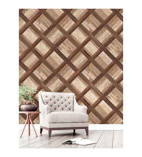 Dreamwall 3 Boyutlu Ahşap Örgü Desenli Isı Ve Ses Yalıtımlı Sağlıklı Tekstil Duvar Kağıdı (Kahverengi)