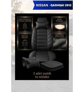 nissan qashqai 2012 Koltuk ve Kılıf uyumlu Minder Lüks Siyah Yastık 2 Minder 2 Yastık