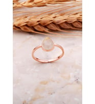 Sarı Rutil Kuvars Taşlı Damla Rose Gümüş Yüzük 3681
