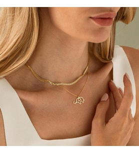 Kişiye Özel 925 Ayar Gümüş Minimalist Fil Kolye (Gold)