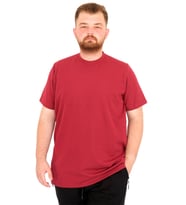 Mode XL Büyük Beden Erkek T-Shirt Bisiklet Yaka Dore U25034 Bordo