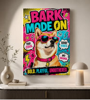 BK Gift Bark Mode On Yazılı Güneş Gözlüklü Shiba Inu Köpek Pop Art Renkli Kanvas Duvar Tablosu 50x70 cm