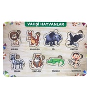 Farbu Oyuncak Vahşi Hayvanlar 8 Pcs Eğitici Ahşap Puzzle FBP18