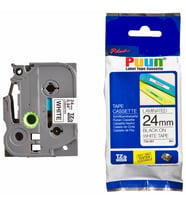 Puun Brother P-Touch TZE-251 24mm X 8m Beyaz Üzerine Siyah Muadil Laminasyon Etiket Şeridi