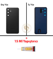 Samsung S24 Plus Siyah Arka Pil Kapağı Batarya Kapağı Lazer Kesim + B-7000 Yapıştırıcı