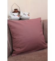 Koyu Gül Kurusu Premium %100 Pamuklu Fermuarsız Kırlent Kılıfı 43x43cm