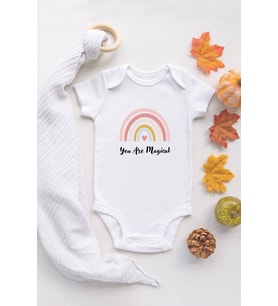Rainbow You Are Magical Organik Baskılı Ekru