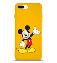 Apple iPhone 7 Plus Uyumlu Lansman Kılıf Mickey Mouse Tasarımlı Altı Kapalı İçi Kadife Kaplı  Kapak (Şeffaf)