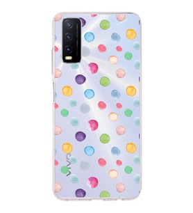 PrintiFy Vivo Y20s ile Uyumlu 1mm Slim Fit Water Color 6 Baskılı Şeffaf  Kılıf