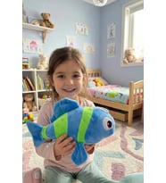 Sevimli Balık Peluş Oyuncak 20 Cm - Yumuşak Dokulu Uyku Arkadaşı - Çocuk Bebek Hediye (Yeşil-Mavı)