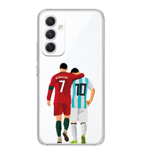 Samsung Galaxy A25 Uyumlu Lionel Messi ve Cristiano Ronaldo Desenli Şeffaf Telefon Kılıfı