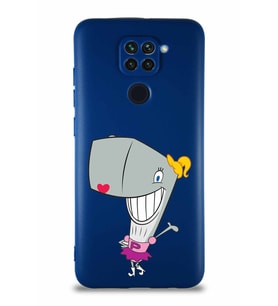 Xiaomi Redmi Note 9 Soft Premier Kapak Pearl Yengeç Tasarımlı Silikon Kılıf - Lacivert (Şeffaf)