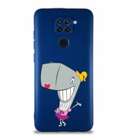 Xiaomi Redmi Note 9 Soft Premier Kapak Pearl Yengeç Tasarımlı Silikon Kılıf - Lacivert (Şeffaf)