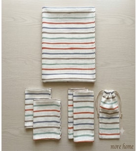 More Home Müslin Bez Battaniye Set 6 Parça Çizgi Desenli