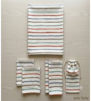 More Home Müslin Bez Battaniye Set 6 Parça Çizgi Desenli