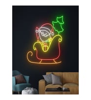 Noel Baba Figürlü Yılbaşı Temalı Neon Tabela