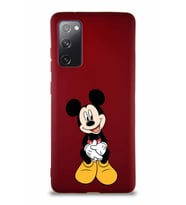 Samsung Galaxy S20 FE Soft Premier Kapak Mickey Mouse-A Tasarımlı Silikon Kılıf - Mürdüm (Şeffaf)