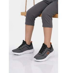 Walkway Siyah-Beyaz Geniş Kalıp Fileli Hafif Erkek Çocuk Spor Ayakkabı Grape F