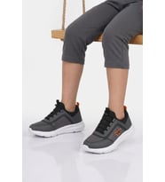 Walkway Siyah-Beyaz Geniş Kalıp Fileli Hafif Erkek Çocuk Spor Ayakkabı Grape F