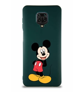 Xiaomi Redmi Note 9 Pro Soft Premier Kapak Mickey Mouse-B Tasarımlı Silikon Kılıf - Yeşil (Şeffaf)