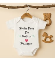Pia Baby B28 %100 Pamuk Herkes Bana Ben Dayıma Hastayım Yazılı Bebek Body (Ekru)