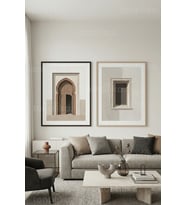 Modern Minimalist Kemerli Mimari Temalı 2’li Ahşap Çerçeveli Tablo Seti