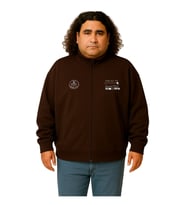 Erkek Büyük Beden 122-158 Kilo Arası İçin Uygun Pamuklu Geniş Kalıp Dik Yaka Fermuarlı Sweat Mont (Kahverengi)