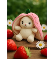 Sevimli Çilek Tavşan Peluş Çantalı Hediyelik 50 cm Oyuncak (Pembe)