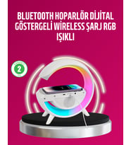 Kablosuz Şarjlı LED Masa Lambası Çalar Saat ve Beyaz Gürültü Özellikli