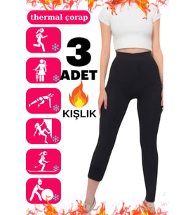 3 Lü Termal Havlu Içlik Kadın Siyah Tayt