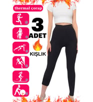 3 Lü Termal Havlu Içlik Kadın Siyah Tayt