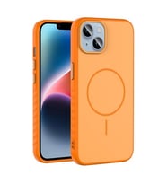 Coverzone iPhone 14 ?le Uyumlu Kamera Lens Korumal? K?l?f Magsafe Uyumlu Kablosuz ?arj �zellikli Tea Silikon Telefon K?l?f? Turuncu