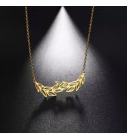 Kişiye Özel 925 Ayar Gümüş Zeytin Yaprağı Kolye (Gold)