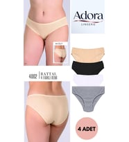 Ekonomik Paket Kadın Külot 4 Renk Battal Boy 4XXL-5XXL (Krem)