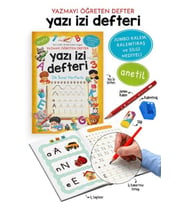Yazı İzi Defteri - Yazmayı Öğreten Defter - Jumbo Kalem, Kalemtıraş ve Silgi Hediyeli