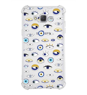 PrintiFy Samsung Galaxy J7 Uyumlu Nazar Boncuğu 2 Baskılı Şeffaf Köşe Korumalı Antişok Kılıf