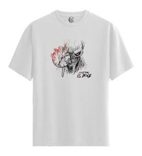 Time Claw - %100 Pamuklu Erkek Beyaz Tişört - Premium Quality (Siyah - Beyaz)